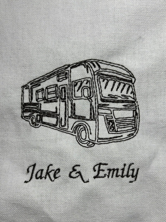 Personalized RV Class A tea towel